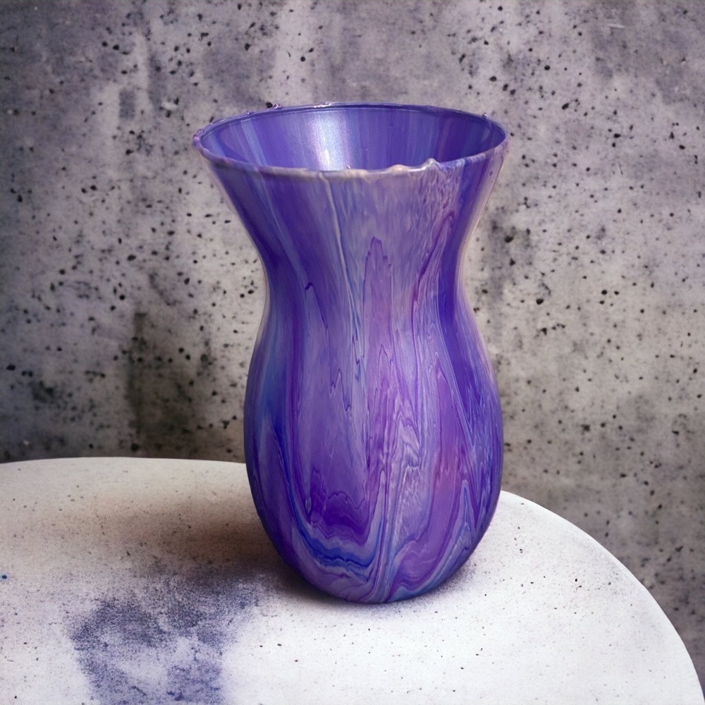 Painted purples and silver vase